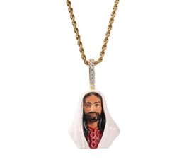Enamel Jesus Pendant Necklace Fashion Mens Hip Hop Gold Necklaces Jewelry5515296