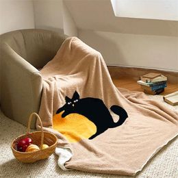 Blankets Cartoon Warm Breathable Office Nap Blanket Skin-Friendly Soft Air-conditioning Simple Ins Style Sofa Shawl