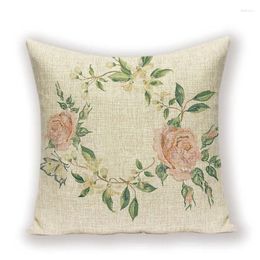 Pillow Farmhouse Cover Floral Home Decor Throw Covers Plant Bird Linen Decorative Cases Living Room S