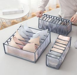 3PCSSet Drawer Storage Box Bra Closet Organizer Underpants Socks Storage Grid Finishing Box Foldable 24 Grid Divider Bras Sock LJ3915190