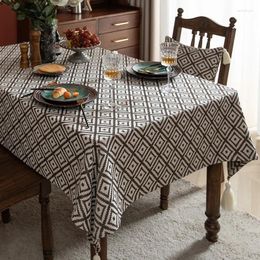 Table Cloth Warm Tone Ins Style Light Luxury Diamond Lattice Coffee Mat Retro Tablecloth