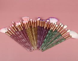 DHL 10pcs Set Diamond Makeup Brushes Powder Brush Kits Face Eye Brush Puff Batch ColorfulBrushes Foundation brushes Beauty Cosmeti2034115