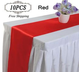 10PC Table Runner Satin Table Runners for Wedding 12X108 inch Satin Ribbon Cloth Table Runner Flag of Wedding Banquet Decors3285550