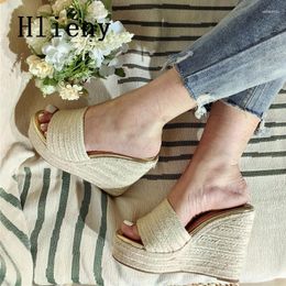 Slippers Hlieny 2024 Casual Cozy Solid Platform Peep Toe Women Summer Roman Concise Wedges High Heels Outdoors Sandals Shoes