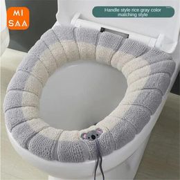 Toilet Seat Covers Comfort Lid Soft Comes With Handle Personal Hygiene Flannel Washable Easy To Clean