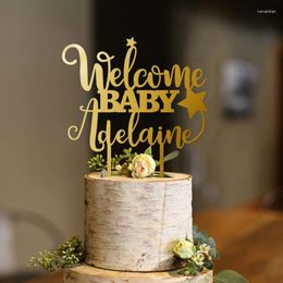 Party Supplies Welcome Baby Cake Topper Personalised Star Girl Shower Boy Gold Glitter Custom