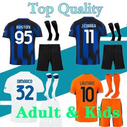 2024 kids football kits LUKAKU soccer jerseys BARELLA LAUTARO INTERS ALEXIS DZEKO CORREA AWAY THIRD MILANS UNIFORMS football shirt
