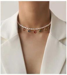 Collane di perline colorate perle zirconia perle naturali collana perla naturale designer di gioielli da donna Thow show abiti da passerella in Giappone e Corea D240514
