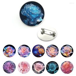 Brooches Creative Design Transparent Romantic Flower Oil Painting Style Brooch Pins Badge Jewelry For Your Beloved Girl QHM503