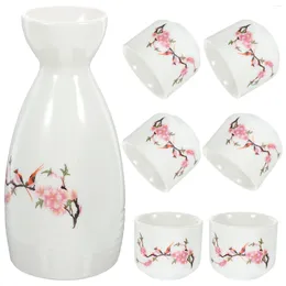 Wine Glasses Ceramic Set Saki Flagon Traditional Cup Rice Pot Kettle Japanese Style Sake Jug Tea