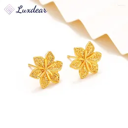 Stud Earrings Jewellery Flower For Women Alloy Gold Plated Plant Fashion Women's Sweet Gifts