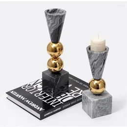 Candle Holders High-end Marble Holder Decoration Simple Modern Home Living Room Dining Table Nordic Luxury Model Soft Decorations