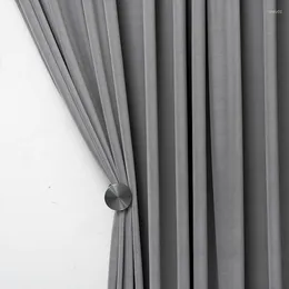 Curtain Gray Velvet Full Shading Modern Light Luxury Nordic Style Curtains Solid Color Thickened Fabric For Living Room