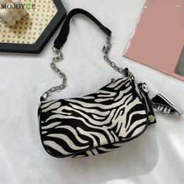 Shoulder Bags Fashion Women Zebra Pattern Underarm Bag Ladies Vintage Cloth Small Handbags With Pendant