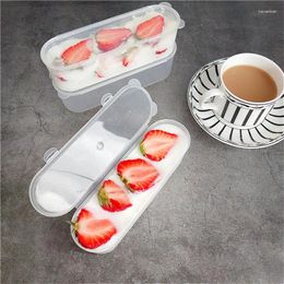 Disposable Cups Straws 20pcs Creative Clear Ice Cream Box 250ml Pudding Jelly Dessert Fruit Salad Boxes Birthday Party Small Cake With Lid