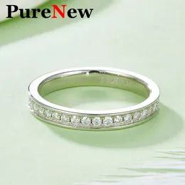 Cluster Rings Pure 0.57ct Moissanite Row Ring Women's S925 Silver Plated In 18k White Gold Top Quality Diamond For Women