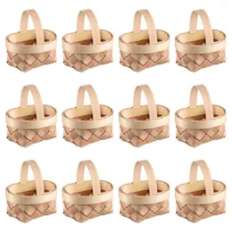 Gift Wrap 12 Pcs Woven Hamper Fruit Weave Hampers Miniature Flower Wooden For Party Favours