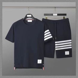 9A TB Designer Man Tracksuits Short Sleeves Two Pieces Sets Shorts Tshirts Striped Mens Woman Tracksuit Summer Outwears Hip Hop Asian S-3XL