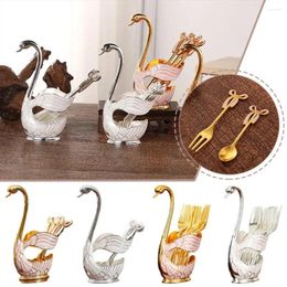 Spoons Fruit Spoon Creative Alloy Swan Household Exquisite Dessert Cake Fork European High-end Coffee Light Luxury Set