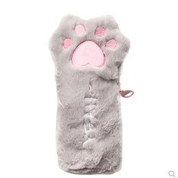 Pencil Bags 1 Kawaii cute cartoon cat claw pencil case school office supplies stationery makeup bag soft plush makeup bag