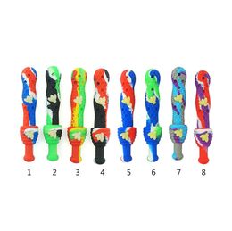 Silicone Smoking Accessories Collector Pipe Equipped with 14mm Stainless & Quartz Tip Silicon Oil Smoke Pipes For Wax Dab Rig6263830