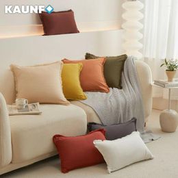 Pillow KAUNFO Solid Throw Pillowcase Office Home Decor Case For Sofa Car Cover 30x50cm/45x45cm 1PC