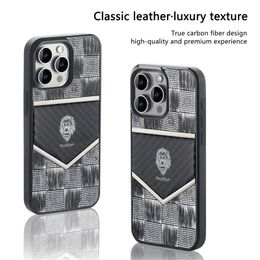 Luxury Carbon Fibre Graffiti Vogue Phone Case for iPhone 15 14 13 12 Pro Max Durable Sturdy Stylish Full Protective Lattice Leather Business Back Cover Anti-fall