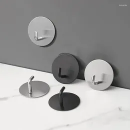 Hooks Punch-free Kitchen Sticky Round Hook Wall Metal Stainless Steel Black Dormitory Bathroom Clothes Coat Robe Hanger Home Storage