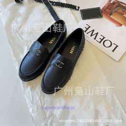 dad shoes running shoes Chain Buckle Leather Shoes Metal Buckle Shoes Flat Heel Round Toe Little White Shoes Casual Soft Sole Womens Shoes