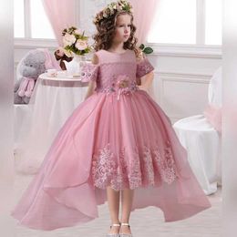 Girl's Dresses New Flower Girl Wedding Bridesmaid Dress Embroidered Carnival Dress Elegant 4-12 Year Old Girl Piano Performance Princess Dress Y240514
