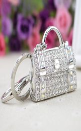2020 Female New Style Shaped Metal Bag Charming Purse Handbag Keychain Crystal Rhinestone Keychain Handbag Pendant Car Keyring12571185