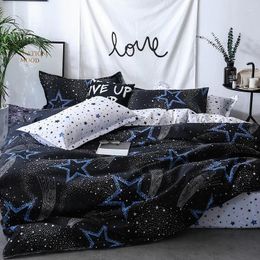 Bedding Sets Home Textile Set King Bed Black Star Cover Pastoral Pillowcase Sheet Duvet Heart Style Linen