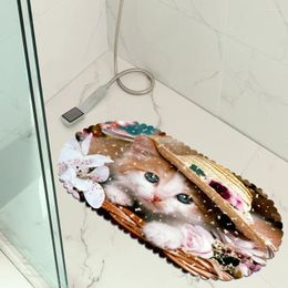 Bath Mats Cartoon Animal Pattern PVC Non- Slip Waterproof Bathtub Mat Shower Toilet Household Bathroom Hollow Pad