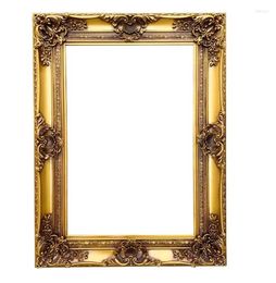 Frames Vintage Solid Wood Frame Po Golden Corner Flower European Style Decorative For Studio Mirror Pography