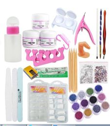 Acrylic Nail Art Manicure Kit 12 Color Nail Glitter Powder Decoration Acrylic Pen Brush False Finger Pump Nail Art Tools Kit Set6588585