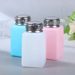 Storage Bottles 180ML Nail Press Bottle Liquid Alcohol Gel Polish Holder Portable Plastic Cleaner Remover Dispenser 3Colors