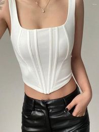 Women's Tanks 2024Woman Sexy Sleeveless Backless Camis For Women Y2K Fashion Square Neck High Street Top Summer Casual Solid Basic