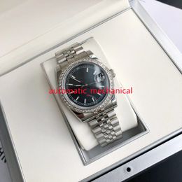 Top Quality Black Dial Mens Watch 36mm 41mm Double Size 278384 Stainless Steel Diamond Bezel Automatic MechanicalSapphire Luxury Wristw 226w