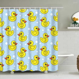 Shower Curtains Cartoon Home Decoration Curtain Baby Bathroom Happy Rubber Duck Art Waterproof With Hooks