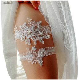 Garters 2 pieces of stockings pendant with white lace embroidery thick leg pendant ring for womens fashionable bride leg pendant wedding accessories WX