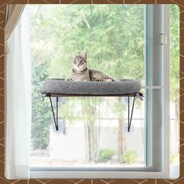 Cat Beds Furniture Cat window bass with metal support cat hanger with space and comfortable pet bed suitable for small and large cats