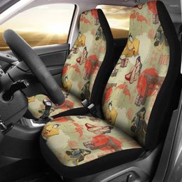 Car Seat Covers Japanese Tokyo Print Pattern Cover Set 2 Pc Accessories Mats