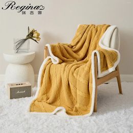 Blankets REGINA Nordic Elegant Cable Knit Blanket Autumn Winter Warm Fluffy Thick Cotton Sherpa Soft Bed Sofa Decorative