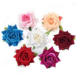 Decorative Flowers 20pcs/lot Artificial Rose Heads 6cm For Wedding Car Diy Scrapbooking Simulation Fake Flower Wall Crafts