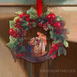 Decorative Flowers Christmas Home Decoration With Pine Cone Berry Print 2024 Everyday Wreath Decor Ornaments Hanging