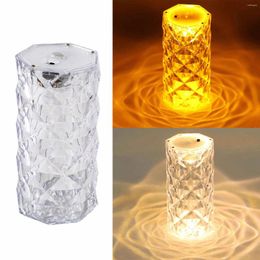Table Lamps Crystal Lamp Rose With Touch- Control LED Nightstand For Living Room Bedroom Decorative Light Party Dinner