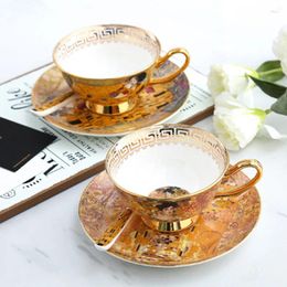 Mugs European Style Coffee Cups Luxurious Bone China Plates Afternoon Tea Gold Ceramic