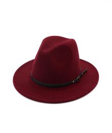 Hat Men Women Imitation Woolen Wool Felt Outback Hat Panama Wide Brim Women Belt Buckle Fedoras Chapeau Sombrero Mujer 20201346700