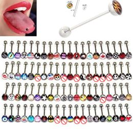 Stainless Steel Tongue Ring Mix 45 50 Different designs Nipple Bar Body Jewellery Piercing Tongue stud Body Piercing5844765