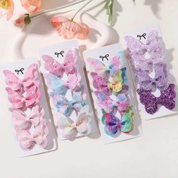 Hair Accessories 2/4/5 pieces of cute girl sequin double butterfly hair clip bow DIY headwear decoration childrens d240513